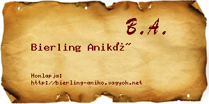 Bierling Anikó névjegykártya